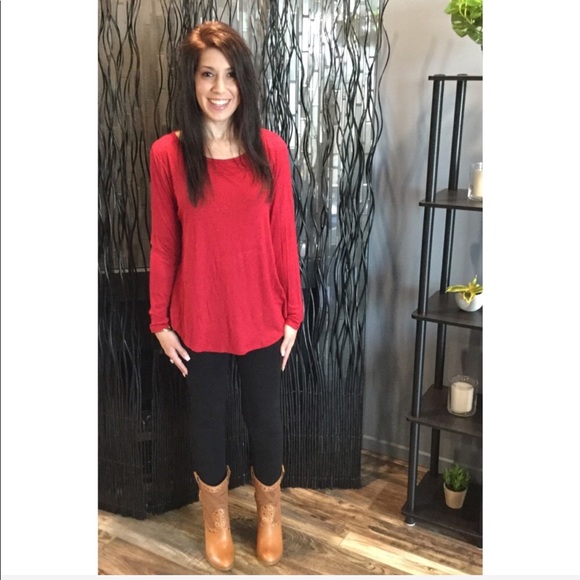 1 Small Left😍 RED LONG SLEEVE BUTTON BACK BLOUSE - Picture 5 of 6